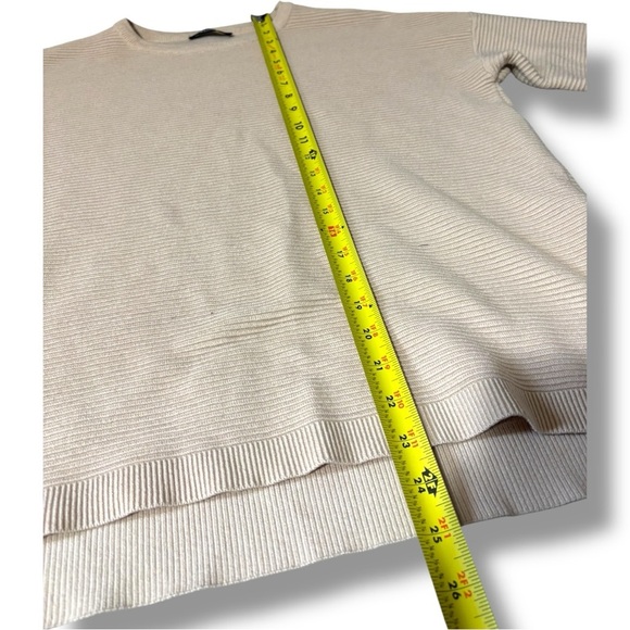 Fashion Cozy Horizontal Rib Knit Lighweight Cream Long Sleeve Crew Neck Sweater - Picture 8 of 14